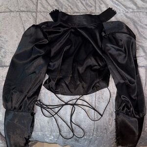 Elegant Black Satin Women's Top